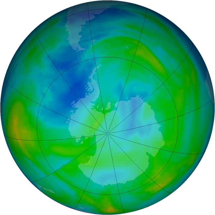 Antarctic ozone map for 22 May 1998